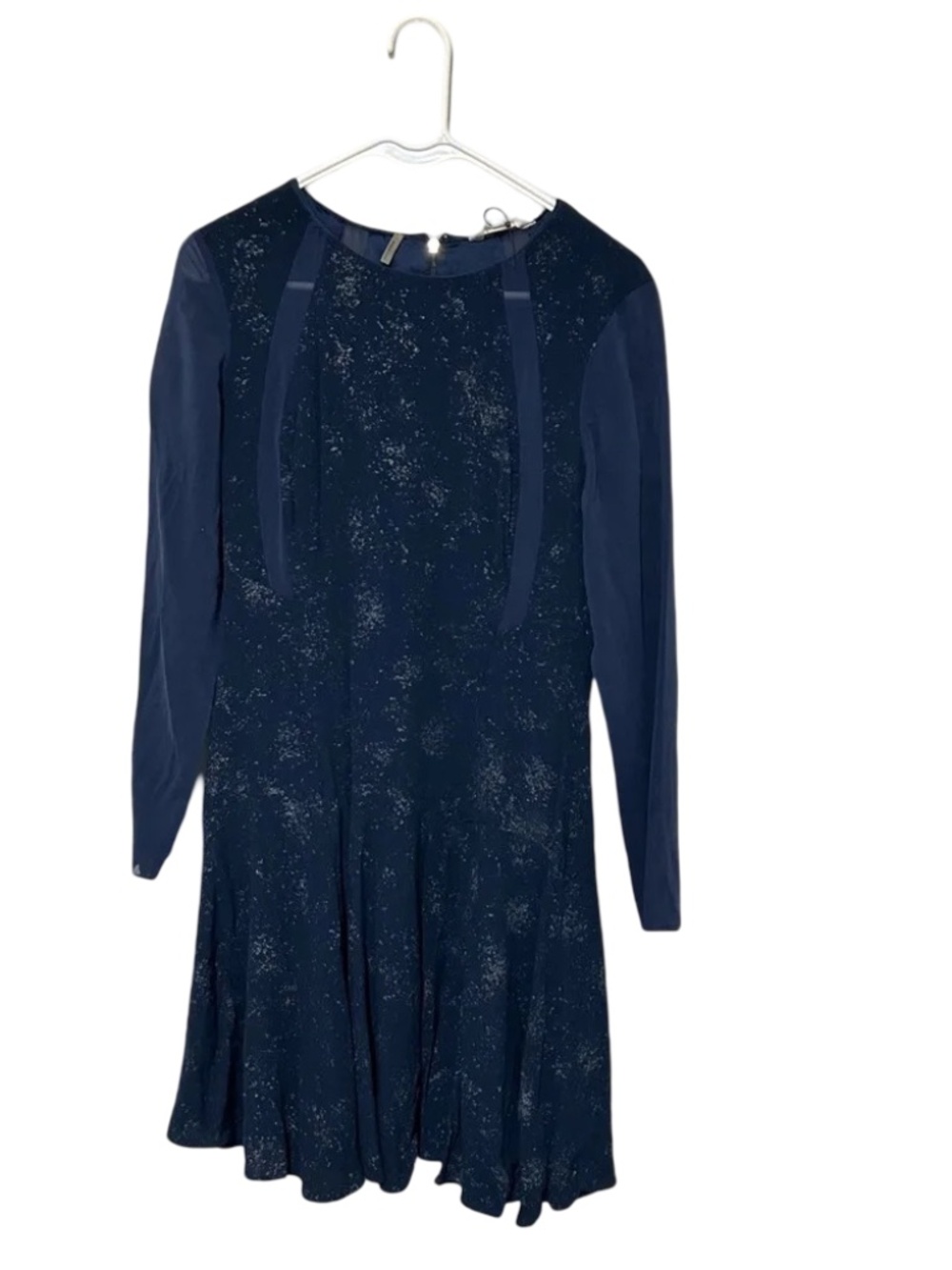 Rebecca Taylor Navy Sparkle Long-Sleeve Dress Size 8